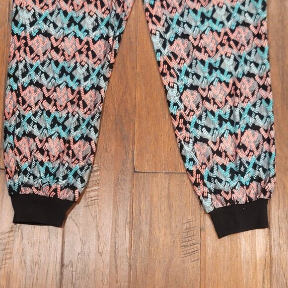 Black/Blue/Pink Patterned Sweatpants - Size L - Picture 6 of 8